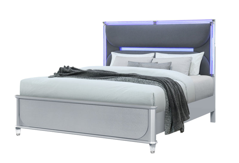 Lando - King Bed - Silver