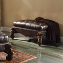 Versailles - Ottoman - Two Tone Dark Brown Synthetic Leather & Cherry Oak