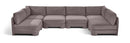 Hammond - Velvet Performance Fabric Upholstered 6 Piece U-Shaped Armless Sectional