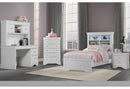 Pompei - 4 Piece Twin Bedroom Set (Bookcase Twin Bed, Dresser, Mirror And Nightstand) - White