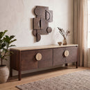 Varenna - 69" Genuine Marble And Acacia Wood Media Console