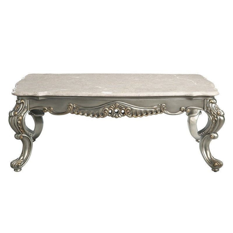 Miliani - Coffee Table With Marble Top - Natural Marble Top & Antique Bronze