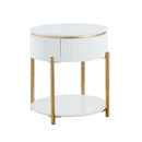 Daveigh - End Table - White High Gloss & Gold