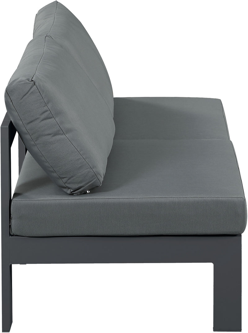 Nizuc - Outdoor Patio Modular Sofa 2 Seats - Grey - Fabric