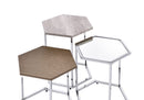 Simno - Nesting Table Set - Clear Glass, Taupe, Gray Washed & Chrome