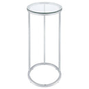 Kyle - Oval Glass Top C-Shaped Sofa Side Table - Chrome