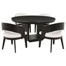 Leandro - 5 Piece Round Dining Table Set - Burnished Black