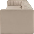 Rummi - Velvet Performance Fabric Upholstered 4 Piece Modular Sofa