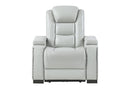 U8609 - Recliner With Power Headrest, LED And Bookshelf Arm - Gray