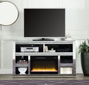 Noralie - 35" TV Stand With Fireplace - Mirrored & Faux Diamonds