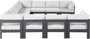 Nizuc - Outdoor Patio 11 Piece Modular Sectional With Gray Frame