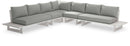 Maldives - 5 Piece Water Resistant Outdoor Patio Modular Sectional With White Base