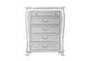 Aria - 5 Piece King Bedroom Set (Bed, Dresser & Mirror, Nightstand, Chest) - Silver