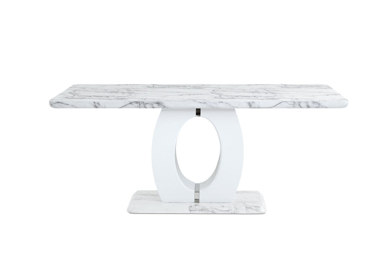 D894 - Dining Table - Light Gray / Silver / White