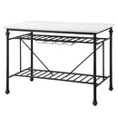 Mera - Kitchen Island - White Marble Top & Gray