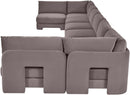 Hammond - Velvet Performance Fabric Upholstered 8 Piece U-Shaped Armless Sectional - Beige
