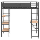 Campus - 3-Shelf Metal Twin Workstation Loft Bed