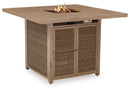 Walton Bridge - Square Bar Table W/Fire Pit - Driftwood