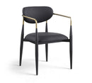 Ronda - Vegan Leather Upholstered Dining Arm Chair - Black Legs