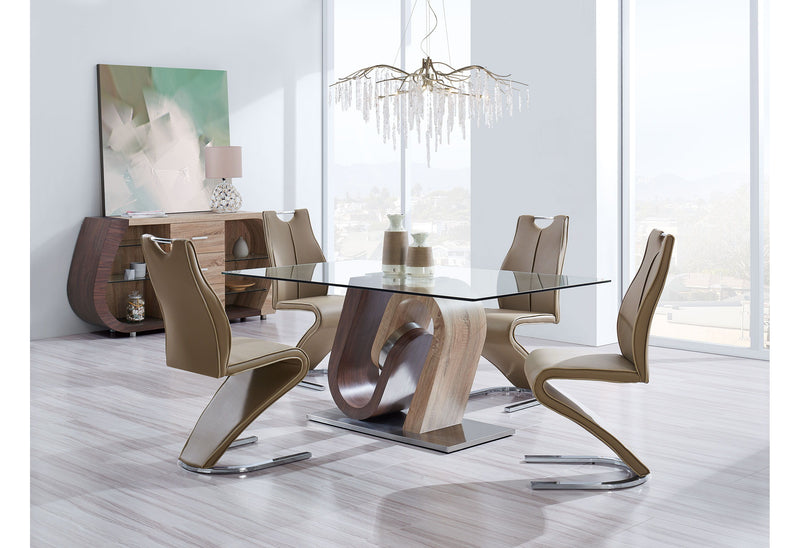 D4126 - Dining Table - Dark Brown / Silver