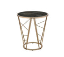 Cicatrix - End Table - Faux Black Marble Glass Top & Champagne