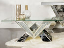 Taffeta - Glass Top Mirrored Acrylic Table