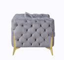 Jelanea - Loveseat With 2 Pillows - Gray Velvet & Gold