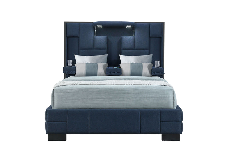 Oscar - Queen Bed No Wood Trim - Navy Blue