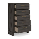 Vonitta Bay - Five Drawer Chest - Dark Brown