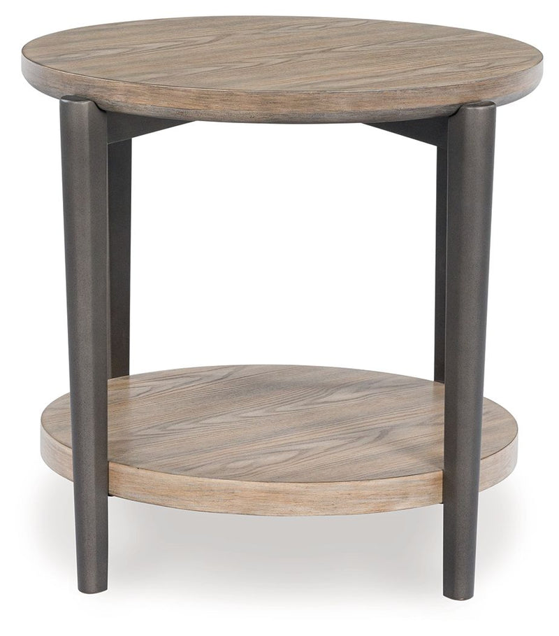 Dyonton - Round End Table - Light Grayish Brown