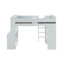 Ragna - Twin Loft Bed With Desk & Wardrobe - White