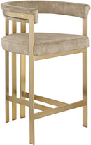 Marcello - Counter Stool With Brushed Gold Iron Frame (Set of 2) - Beige