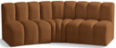 Arc - Velvet 3 Piece Modular Corner Sofa - Saddle