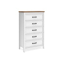 Kerisden - Five Drawer Chest - White / Brown