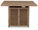 Walton Bridge - Square Bar Table W/Fire Pit - Driftwood