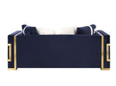 Virrux - Loveseat With 4 Pillows - Blue Velvet & Gold