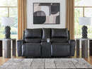 Glossmore - Reclining Loveseat With Console - Black
