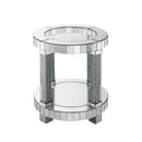 Noralie - 20" Round End Table - Mirrored & Faux Diamonds