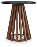 Kallari - Round End Table - Warm Brown / Black