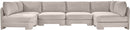 Hammond - Velvet Performance Fabric Upholstered 6 Piece U-Shaped Armless Sectional