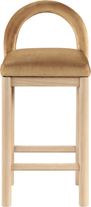 Conrad - Velvet Counter Stool With Natural Legs - Saddle