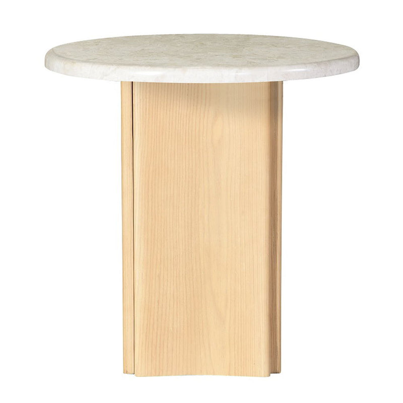 Qwin - End Table With Marble Top - Marble Top & Oak