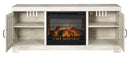 Bellaby - 63" TV Stand With Faux Firebrick Fireplace Insert - Whitewash