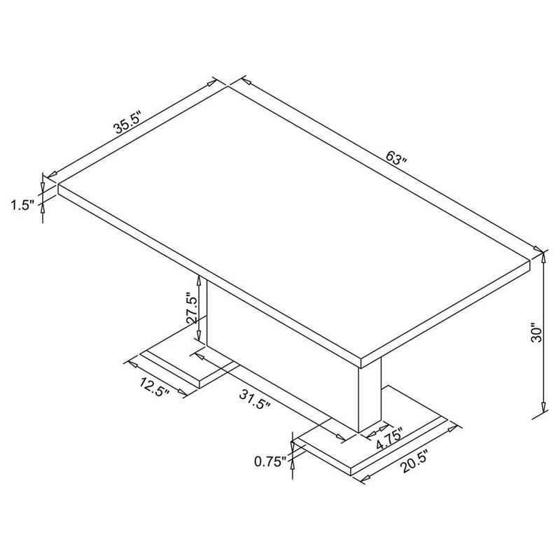 Anges - Rectangular Dining Table - White High Gloss