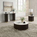 Clayten - Coffee Table - White Natural Marble Top & Espresso