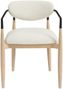 Riccio - Performance Fabric Upholstered Dining Arm Chair (Set of 2) With Light Brown Legs - Cream