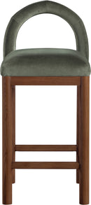 Conrad - Velvet Counter Stool With Brown Legs