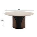 Rufina - Round Dining Table With Marble Top - Natural Marble Top & Walnut