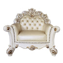 Vendome - Chair With Pillow - Champagne Synthetic Leather & Antique Pearl