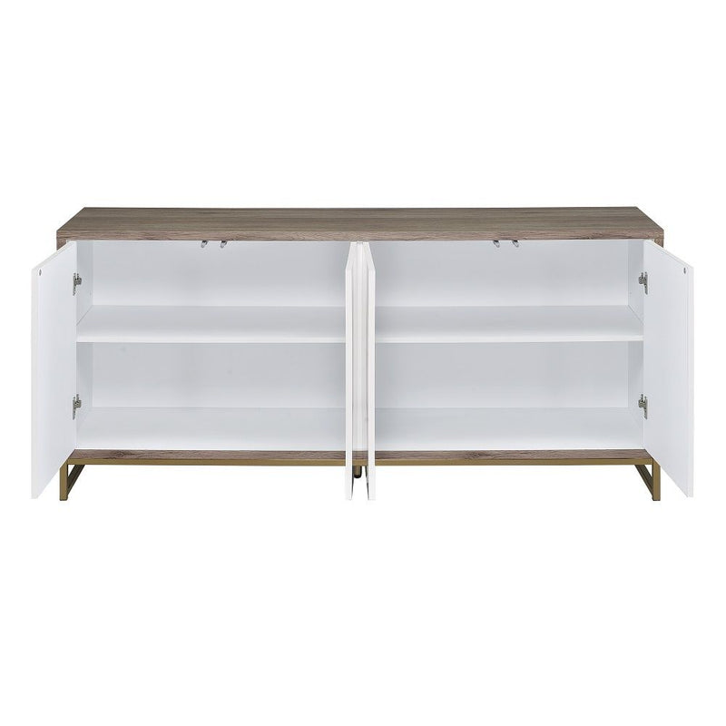 Paavan - Console Cabinet - White Marble Print Oak & Champagne